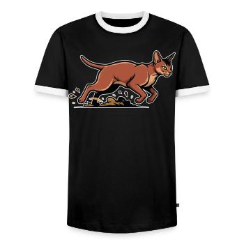 Abessinische Katze Laufgeschwindigkeits-Porträtsport - Männer Kontrast-T-Shirt - Schwarz/Weiß - Vorne - AI Model Female 172 light (172cm) & AI Model Male 178 light (178cm)
