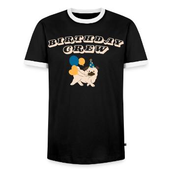 Birthday Crew - Men's Ringer Shirt - black/white - Front - AI Model Female 172 light (172cm) & AI Model Male 178 light (178cm)
