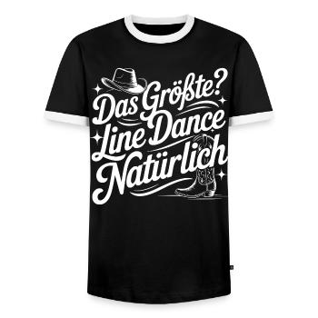 Line Dance Natürlich - Männer Kontrast-T-Shirt - Schwarz/Weiß - Vorne - AI Model Female 172 light (172cm) & AI Model Male 178 light (178cm)