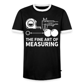 The Fine Art of Measuring Boule Petanque - Men's Ringer Shirt - black/white - Front - AI Model Female 172 light (172cm) & AI Model Male 178 light (178cm)