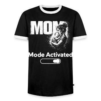 Mom Mode Activated Shirt Funny Mother Gift - Men's Ringer Shirt - black/white - Front - AI Model Female 172 light (172cm) & AI Model Male 178 light (178cm)