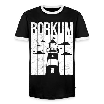 Borkumer Insel BORKUM Nordsee Urlaub Lustig - Männer Kontrast-T-Shirt - Schwarz/Weiß - Vorne - AI Model Female 172 light (172cm) & AI Model Male 178 light (178cm)