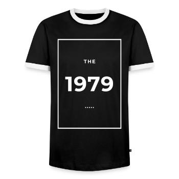 1979 - Legendary since 1979 Limited Edition 1979 - Men's Ringer Shirt - black/white - Front - AI Model Female 172 light (172cm) & AI Model Male 178 light (178cm)