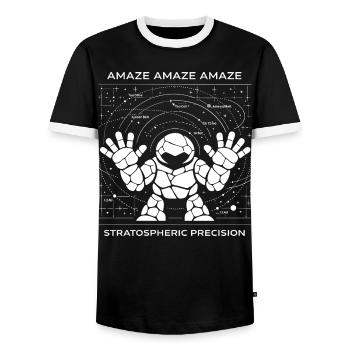 AMAZE Stratospheric Precision Rocky Astronaut - Men's Ringer Shirt - black/white - Front - AI Model Female 172 light (172cm) & AI Model Male 178 light (178cm)