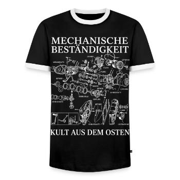 Mechanische Beständigkeit Moped Motor Kult - Männer Kontrast-T-Shirt - Schwarz/Weiß - Vorne - AI Model Female 172 light (172cm) & AI Model Male 178 light (178cm)