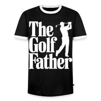 The Golf Father Shirt - Gift for Golfer Dad - Men's Ringer Shirt - black/white - Front - AI Model Female 172 light (172cm) & AI Model Male 178 light (178cm)