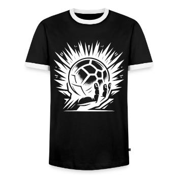 Handball - Männer Kontrast-T-Shirt - Schwarz/Weiß - Vorne - AI Model Female 172 light (172cm) & AI Model Male 178 light (178cm)