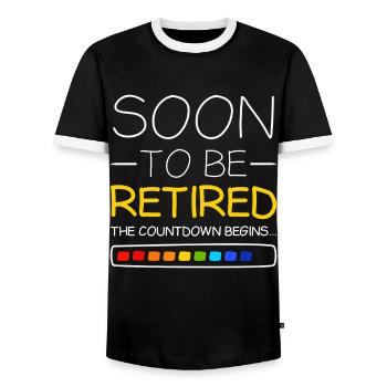 Bald im Ruhestand Der Countdown beginnt mit dem Ruhestand - Männer Kontrast-T-Shirt - Schwarz/Weiß - Vorne - AI Model Female 172 light (172cm) & AI Model Male 178 light (178cm)