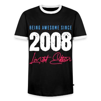 Being Awesome Since 2008 18 Geburtstag - Männer Kontrast-T-Shirt - Schwarz/Weiß - Vorne - AI Model Female 172 light (172cm) & AI Model Male 178 light (178cm)