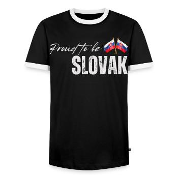 Fier Slovaque, j’aime la Slovaquie - T-shirt contrasté Homme - noir/blanc - Devant - AI Model Female 172 light (172cm) & AI Model Male 178 light (178cm)