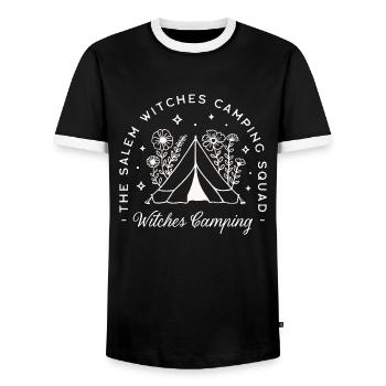 Witches camping witch summer camp group matching - Men's Ringer Shirt - black/white - Front - AI Model Female 172 light (172cm) & AI Model Male 178 light (178cm)