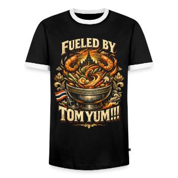 Thailand Thai Pride Fueled By Tom Yum - Men's Ringer Shirt - black/white - Front - AI Model Female 172 light (172cm) & AI Model Male 178 light (178cm)