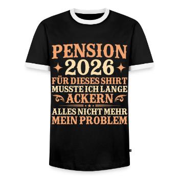 Pension 2026 Lange Geackert Ruhestand Geschenk - Männer Kontrast-T-Shirt - Schwarz/Weiß - Vorne - AI Model Female 172 light (172cm) & AI Model Male 178 light (178cm)