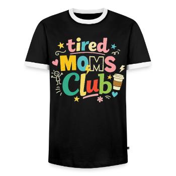 Müde Mamas Club - Kaffee Mama Humor - Männer Kontrast-T-Shirt - Schwarz/Weiß - Vorne - AI Model Female 172 light (172cm) & AI Model Male 178 light (178cm)
