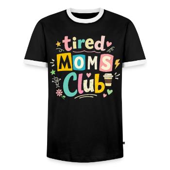 Müde Mamas Club - Kaffee Mama Humor - Männer Kontrast-T-Shirt - Schwarz/Weiß - Vorne - AI Model Female 172 light (172cm) & AI Model Male 178 light (178cm)