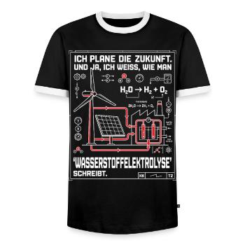 Ingenieur Plan Wasserstoffelektrolyse - Männer Kontrast-T-Shirt - Schwarz/Weiß - Vorne - AI Model Female 172 light (172cm) & AI Model Male 178 light (178cm)