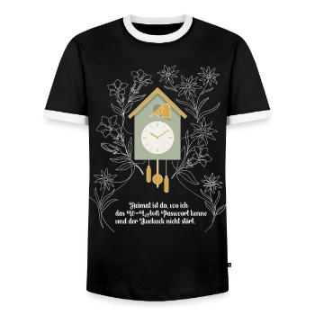 Heimat Kuckucksuhr lustiger WLAN Spruch - Männer Kontrast-T-Shirt - Schwarz/Weiß - Vorne - AI Model Female 172 light (172cm) & AI Model Male 178 light (178cm)
