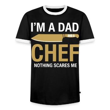 Dad and Chef Nothing Scares Me - Männer Kontrast-T-Shirt - Schwarz/Weiß - Vorne - AI Model Female 172 light (172cm) & AI Model Male 178 light (178cm)