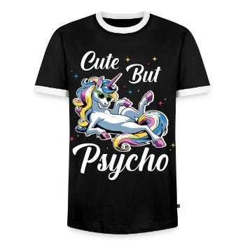 Cute Psycho Unicorn - Men's Ringer Shirt - black/white - Front - AI Model Female 172 light (172cm) & AI Model Male 178 light (178cm)