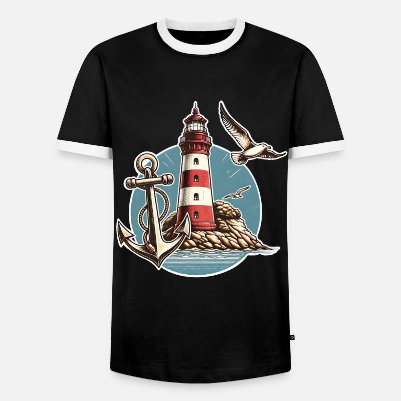 lighthouse - Men's Ringer Shirt - black/white