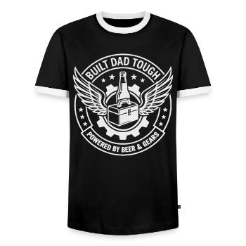 Papa Fort pour la fête des pères - T-shirt contrasté Homme - noir/blanc - Devant - AI Model Female 172 light (172cm) & AI Model Male 178 light (178cm)