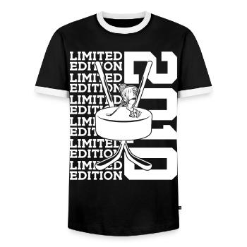LIMITED EDITION 2010 EISHOCKEY 16. GEBURTSTAG - Men's Ringer Shirt - black/white - Front - AI Model Female 172 light (172cm) & AI Model Male 178 light (178cm)