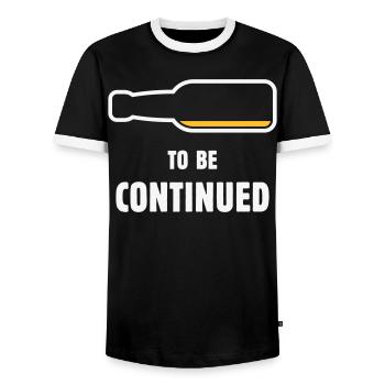 To Be Continued (Bier / Bierchen / NEG 2C) - Men's Ringer Shirt - black/white - Front - AI Model Female 172 light (172cm) & AI Model Male 178 light (178cm)