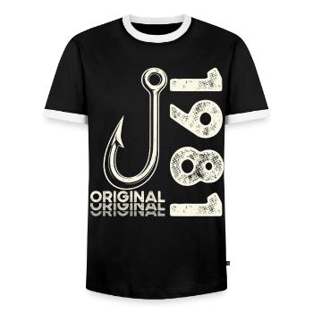 45e anniversaire cadeau Pêcheur pêcheur 1981 - T-shirt contrasté Homme - noir/blanc - Devant - AI Model Female 172 light (172cm) & AI Model Male 178 light (178cm)