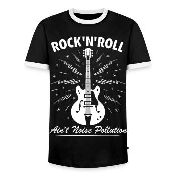 Rock 'n' Roll ist keine Lärmbelastung - Männer Kontrast-T-Shirt - Schwarz/Weiß - Vorne - AI Model Female 172 light (172cm) & AI Model Male 178 light (178cm)