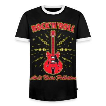Rock 'n' Roll ist keine Lärmbelastung - Männer Kontrast-T-Shirt - Schwarz/Weiß - Vorne - AI Model Female 172 light (172cm) & AI Model Male 178 light (178cm)