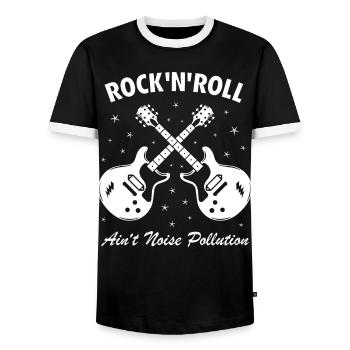 Rock 'n' Roll ist keine Lärmbelastung - Männer Kontrast-T-Shirt - Schwarz/Weiß - Vorne - AI Model Female 172 light (172cm) & AI Model Male 178 light (178cm)