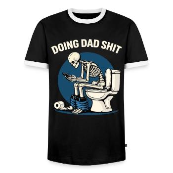 Lustiges Dad Shirt Skelett Toilette Humor - Männer Kontrast-T-Shirt - Schwarz/Weiß - Vorne - AI Model Female 172 light (172cm) & AI Model Male 178 light (178cm)