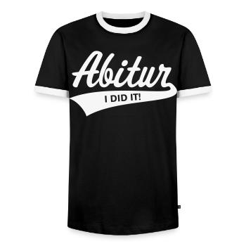 Abitur – I Did It! (Abiturient Schulabschluss / W) - Men's Ringer Shirt - black/white - Front - AI Model Female 172 light (172cm) & AI Model Male 178 light (178cm)