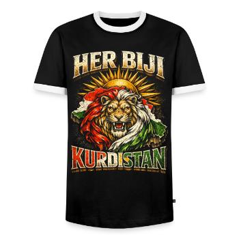 Her Biji Kurdistan Kurde Kurden - Männer Kontrast-T-Shirt - Schwarz/Weiß - Vorne - AI Model Female 172 light (172cm) & AI Model Male 178 light (178cm)