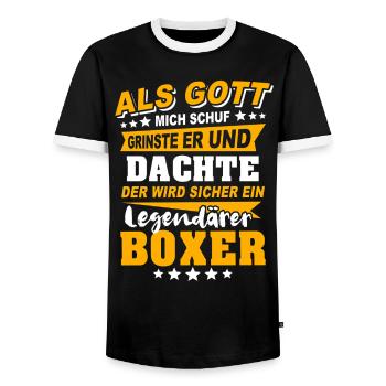 Boxer Boxen - Männer Kontrast-T-Shirt - Schwarz/Weiß - Vorne - AI Model Female 172 light (172cm) & AI Model Male 178 light (178cm)