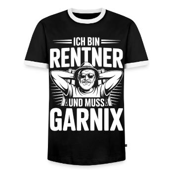 Ich bin Rentner - Männer Kontrast-T-Shirt - Schwarz/Weiß - Vorne - AI Model Female 172 light (172cm) & AI Model Male 178 light (178cm)