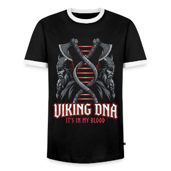 Viking DNA Axe Symbol – It's in the Blood - Men's Ringer Shirt - black/white - Front - AI Model Female 172 light (172cm) & AI Model Male 178 light (178cm)