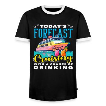 Prediction Cruising Chance Of Drinking - Men's Ringer Shirt - black/white - Front - AI Model Female 172 light (172cm) & AI Model Male 178 light (178cm)