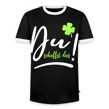 Du schaffst das! Glücksbringer Glück Mutmacher - Männer Kontrast-T-Shirt - Schwarz/Weiß - Vorne - AI Model Female 172 light (172cm) & AI Model Male 178 light (178cm)