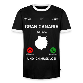 Gran Canaria Ruft An Urlaub Kanaren Reise - Männer Kontrast-T-Shirt - Schwarz/Weiß - Vorne - AI Model Female 172 light (172cm) & AI Model Male 178 light (178cm)