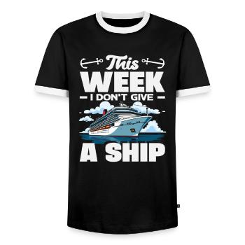 This Week I Don't Give A Ship Funny Holiday - Men's Ringer Shirt - black/white - Front - AI Model Female 172 light (172cm) & AI Model Male 178 light (178cm)