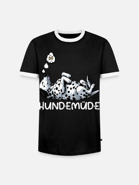 Hundemüde Dalmatiner Dalmatinerbesitzer Dalmatine - Männer Kontrast-T-Shirt - Schwarz/Weiß