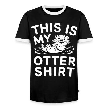 T-shirt Loutre C’est mon T-shirt Loutre - T-shirt contrasté Homme - noir/blanc - Devant - AI Model Female 172 light (172cm) & AI Model Male 178 light (178cm)