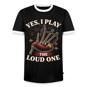 Bagpipes Bagpipers Yes I Play The Loud One - Men's Ringer Shirt - black/white - Front - AI Model Female 172 light (172cm) & AI Model Male 178 light (178cm)