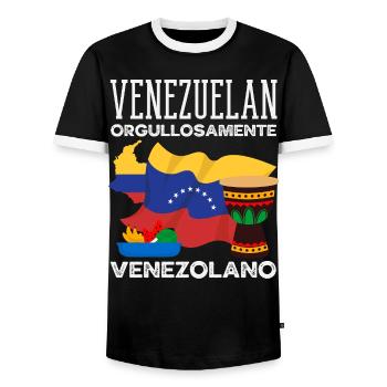 Venezuela Flagge Stolz & Heimat Venezuela - Männer Kontrast-T-Shirt - Schwarz/Weiß - Vorne - AI Model Female 172 light (172cm) & AI Model Male 178 light (178cm)
