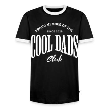 Papa 2026 - Proud member of the Cool Dads Club - Men's Ringer Shirt - black/white - Front - AI Model Female 172 light (172cm) & AI Model Male 178 light (178cm)