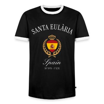 Santa Eulària Ibiza Spanien – Reise Souvenir - Männer Kontrast-T-Shirt - Schwarz/Weiß - Vorne - AI Model Female 172 light (172cm) & AI Model Male 178 light (178cm)