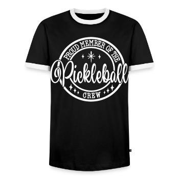 Proud Pickleball Crew Emblem Sport Gift - T-shirt contrasté Homme - noir/blanc - Devant - AI Model Female 172 light (172cm) & AI Model Male 178 light (178cm)