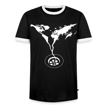 Das Ende der Welt (weiß) - Männer Kontrast-T-Shirt - Schwarz/Weiß - Vorne - AI Model Female 172 light (172cm) & AI Model Male 178 light (178cm)