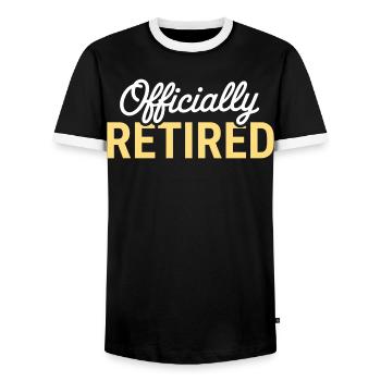 Retired 2026 Funny Retired Graphic Men Retirement - Men's Ringer Shirt - black/white - Front - AI Model Female 172 light (172cm) & AI Model Male 178 light (178cm)